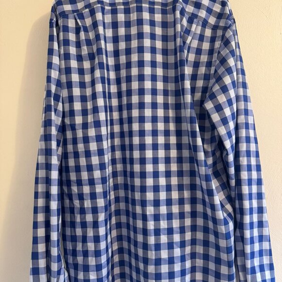 Tommy Hilfiger Men's Slim Fit Non-Iron Dress Shirt Blue White Checkered Size L - Picture 3 of 4